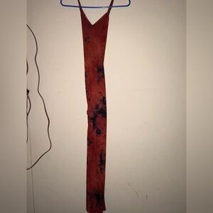 Fashion Nova Red and Black Tie-Dye dress with slit